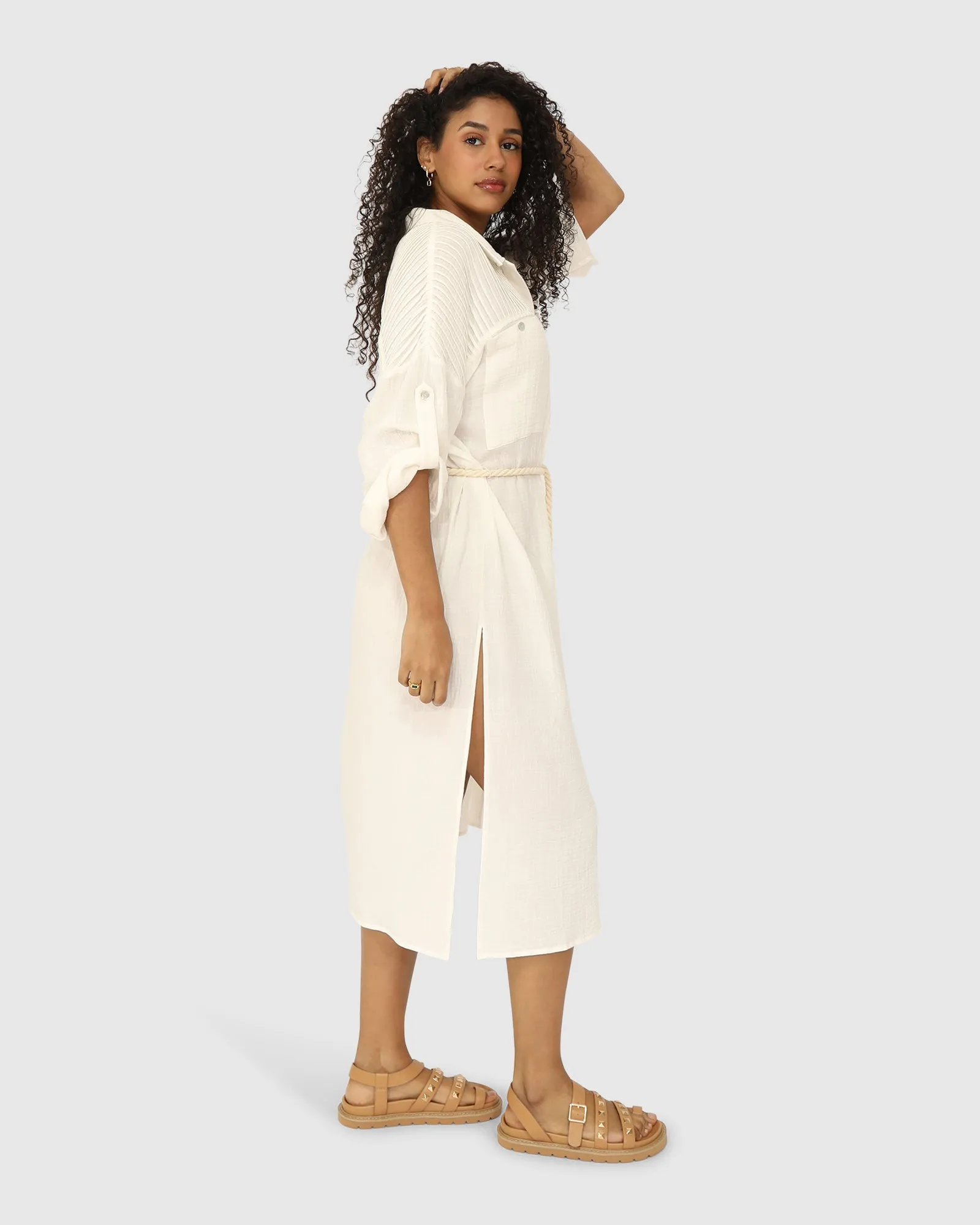 Seven Wonders Maxi Shirt Dress - White