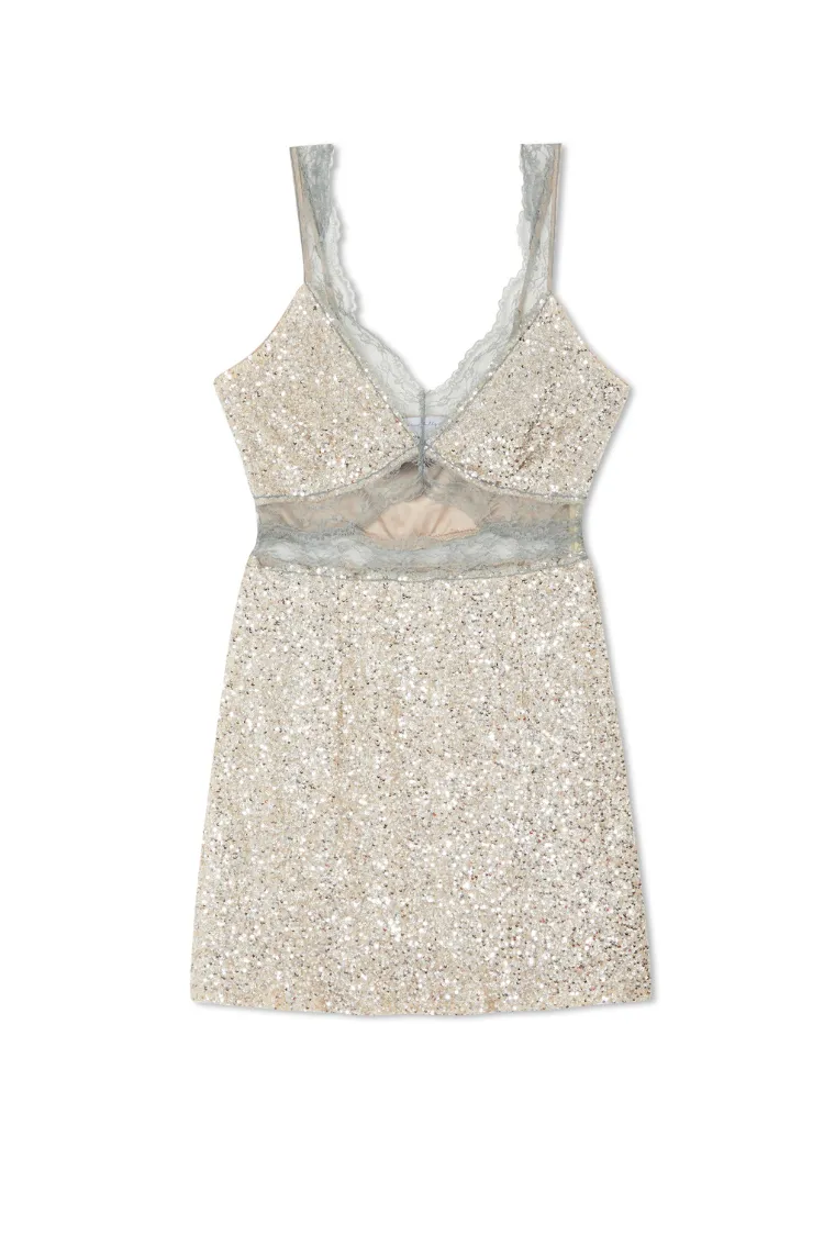 Silver Sequin Mini Mimi Dress Petite