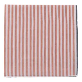 Simonnot Godard Light Brown & White Striped Cotton Pocket Square