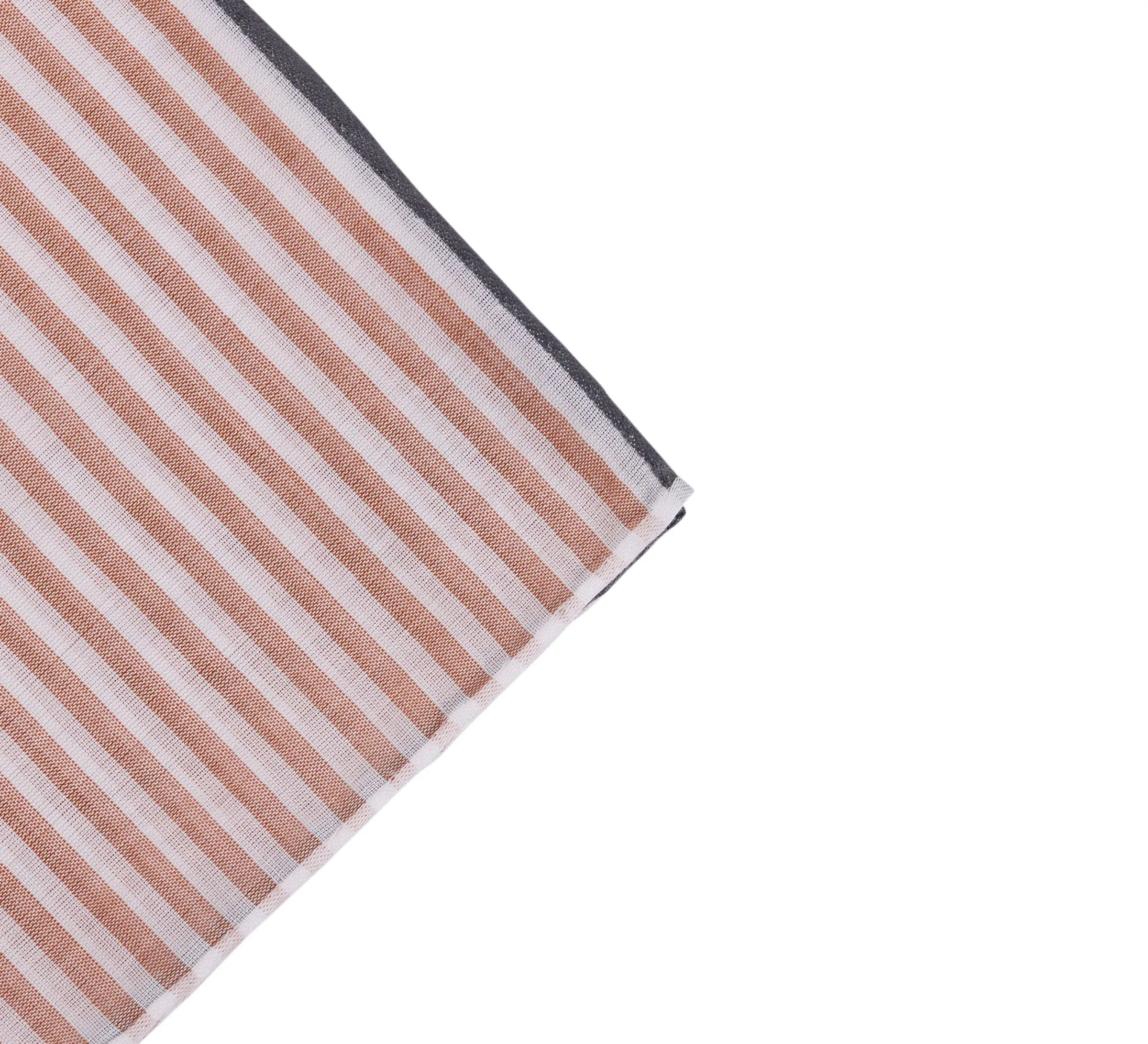 Simonnot Godard Light Brown & White Striped Cotton Pocket Square