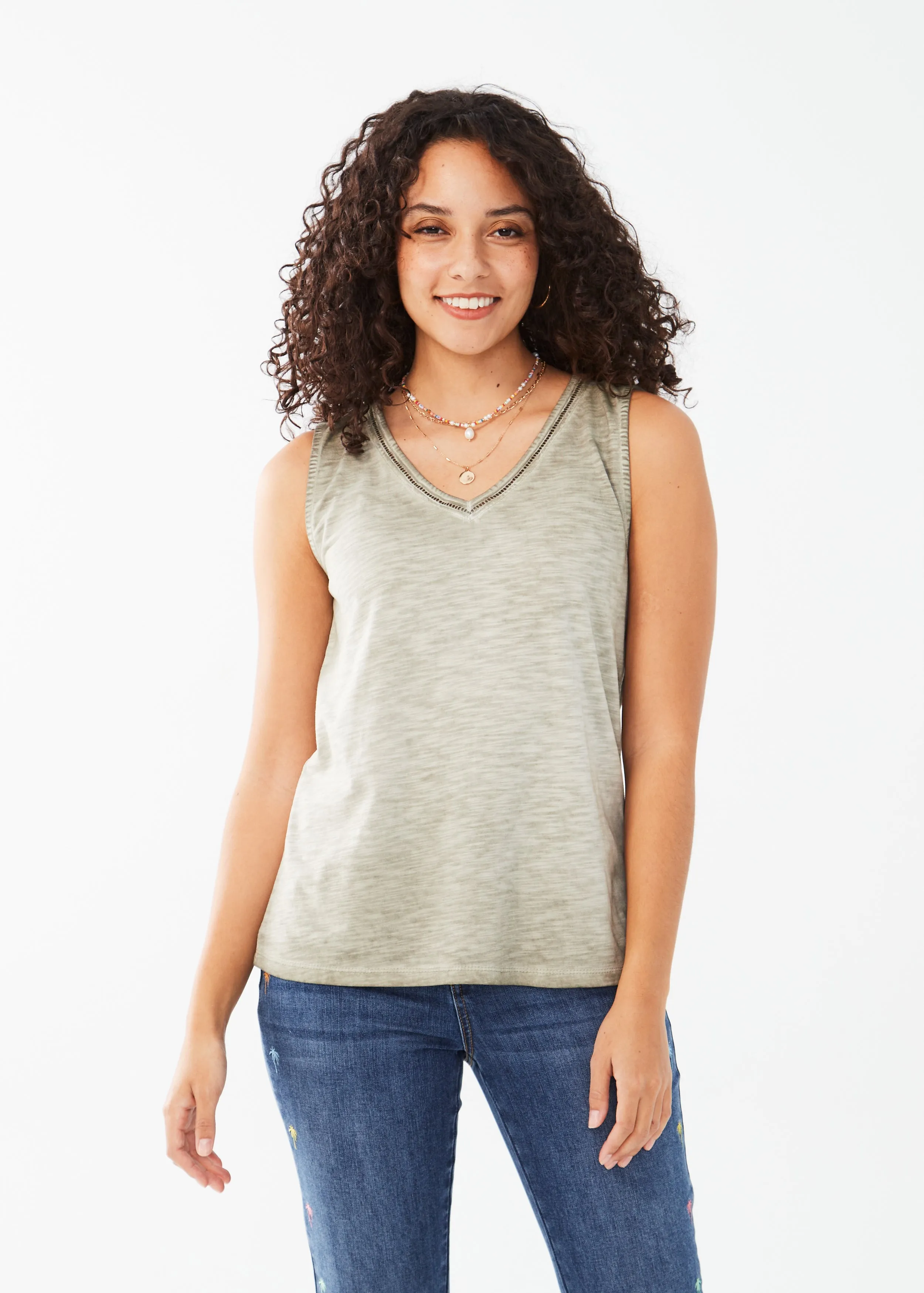 Sleeveless V-Neck Jersey Top