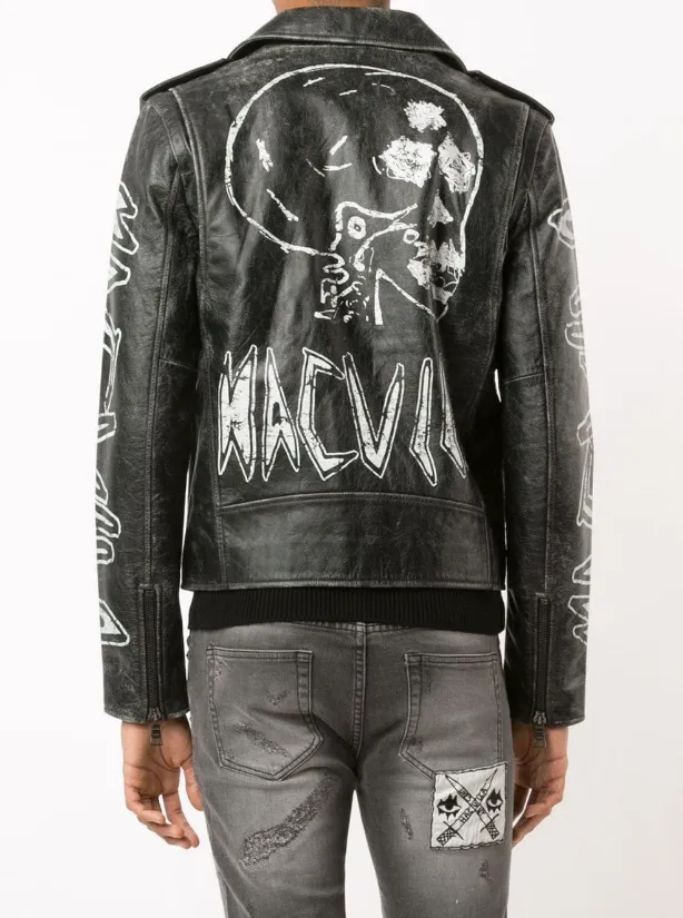 TEXT PRINT BIKER JACKET