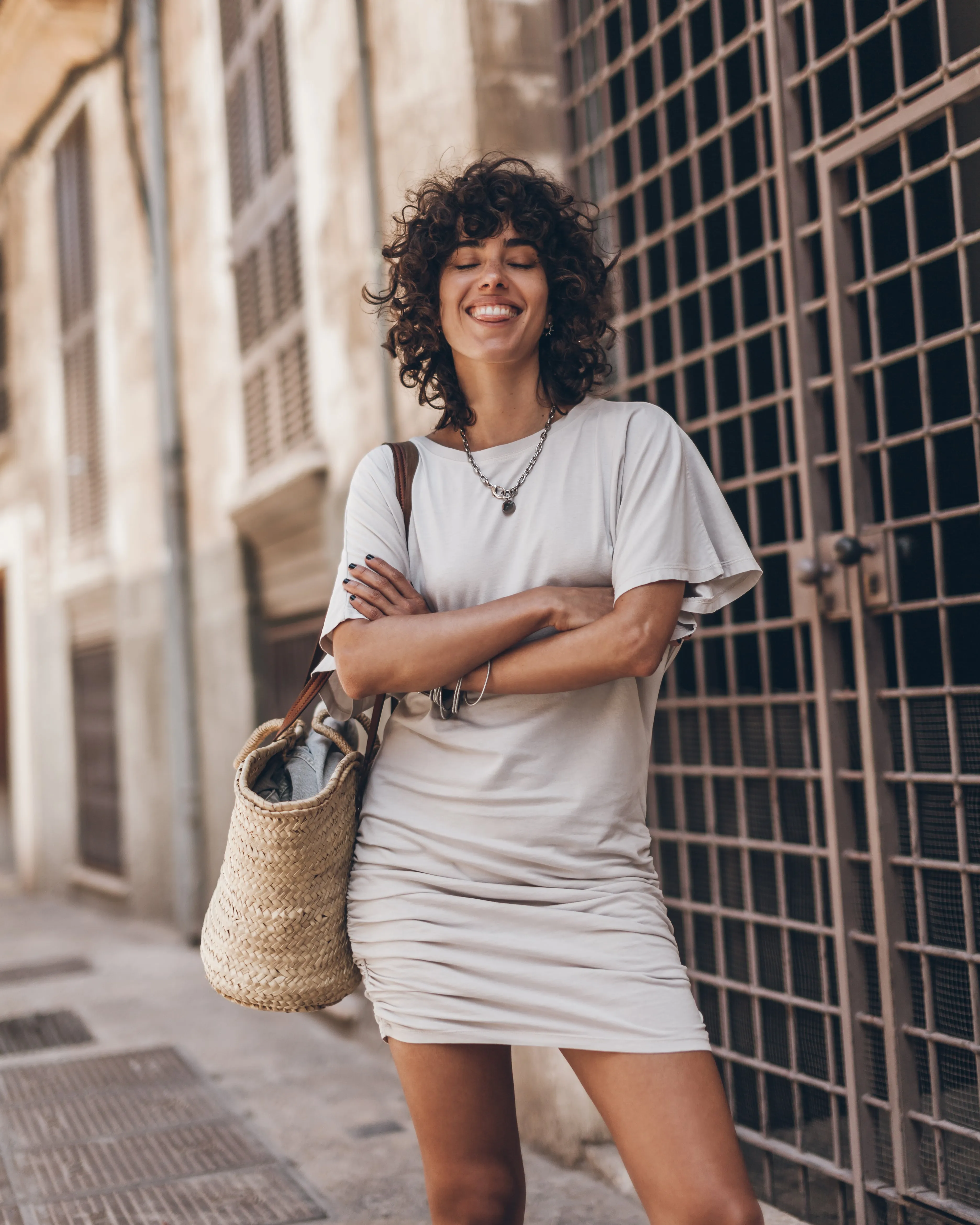 The Light Short Draped T-Shirt Dress