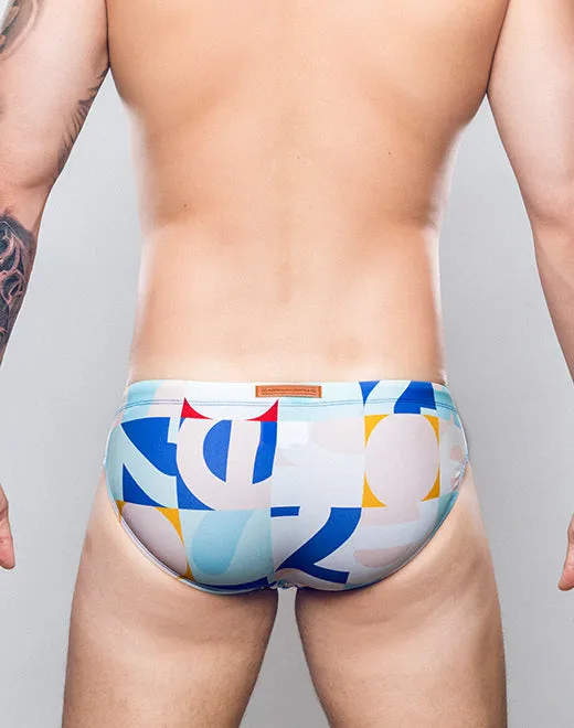 V10 Print Swim Brief - Insignia Turquoise