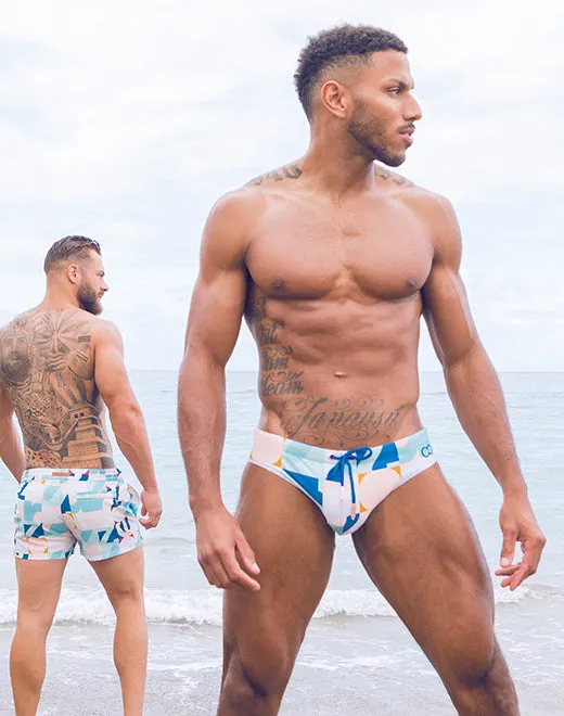 V10 Print Swim Brief - Insignia Turquoise