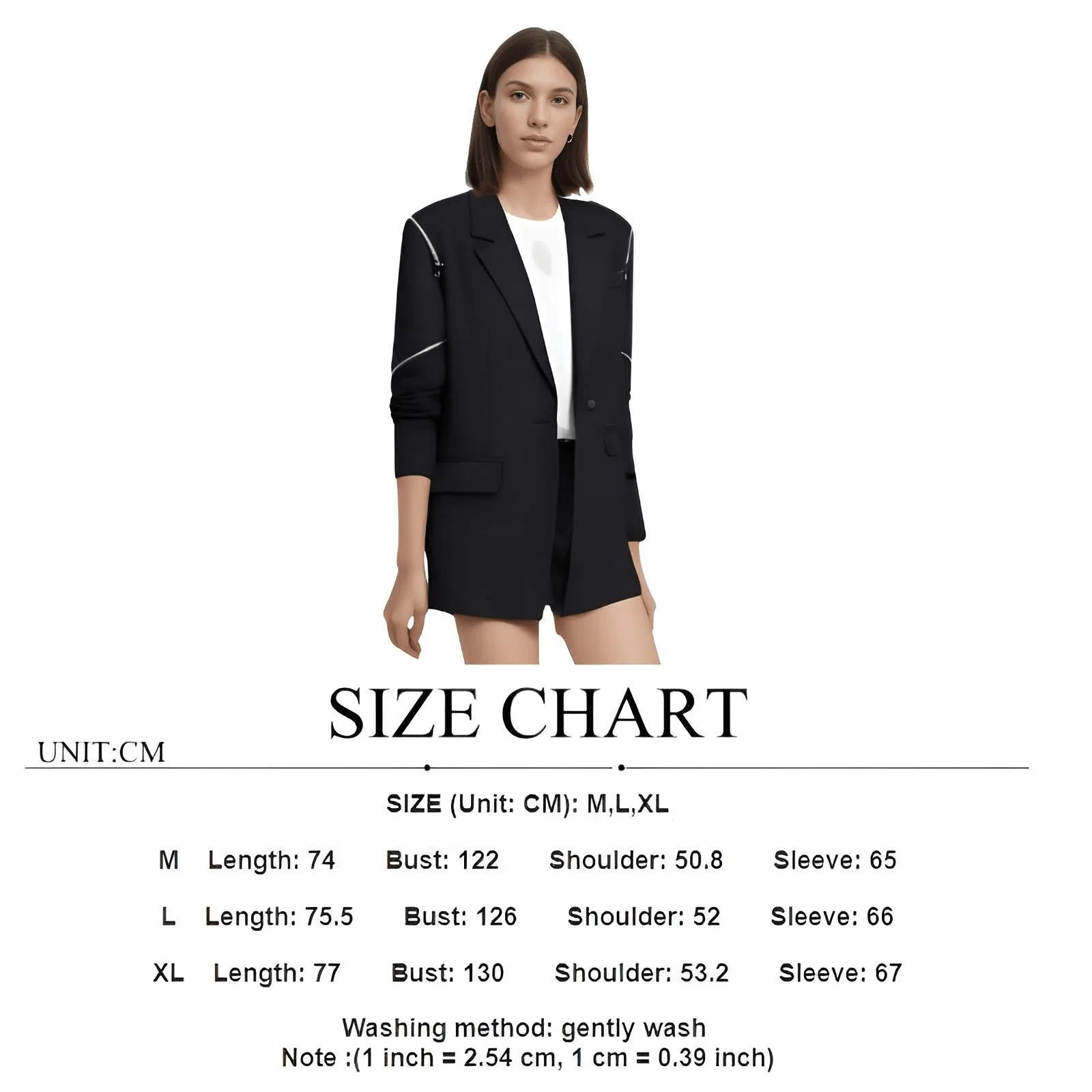 Women's Black Zipper Blazer