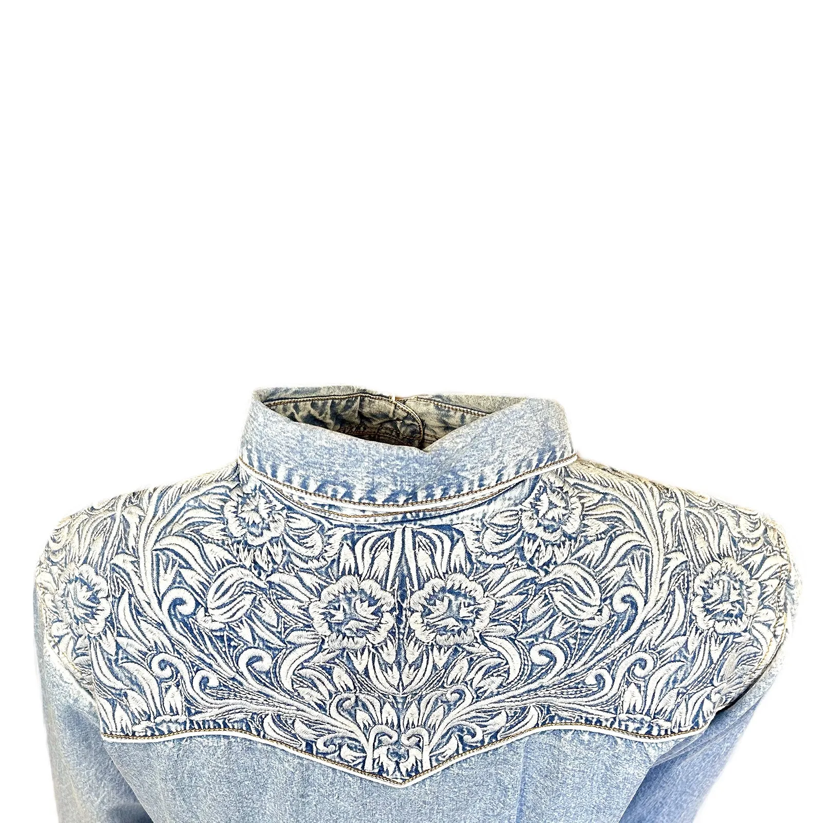 Women's Vintage Tooling Embroidery Denim & Blue Western Shirt