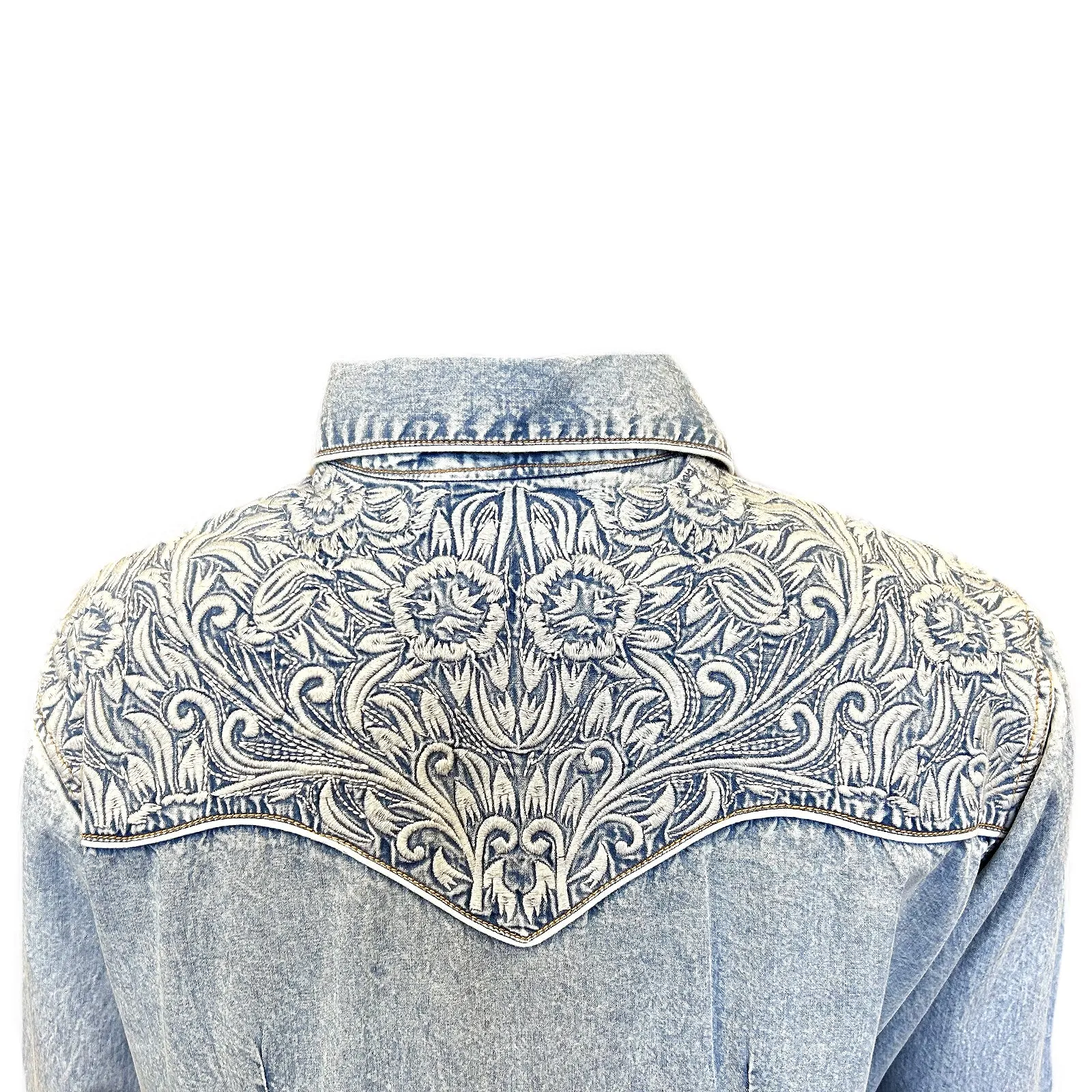 Women's Vintage Tooling Embroidery Denim & Blue Western Shirt